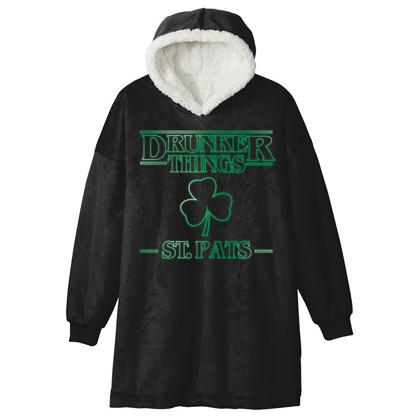 Drunker Things St. Patrick's Day Hooded Wearable Blanket