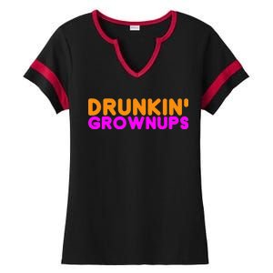 Drunkin Grownups Funny Drinking Ladies Halftime Notch Neck Tee