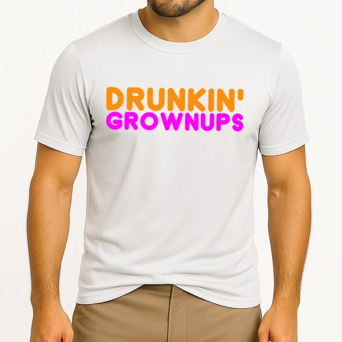 Drunkin Grownups Funny Drinking Cooling Performance Crew T-Shirt