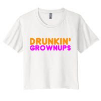 Drunkin Grownups Funny Drinking Women's Crop Top Tee