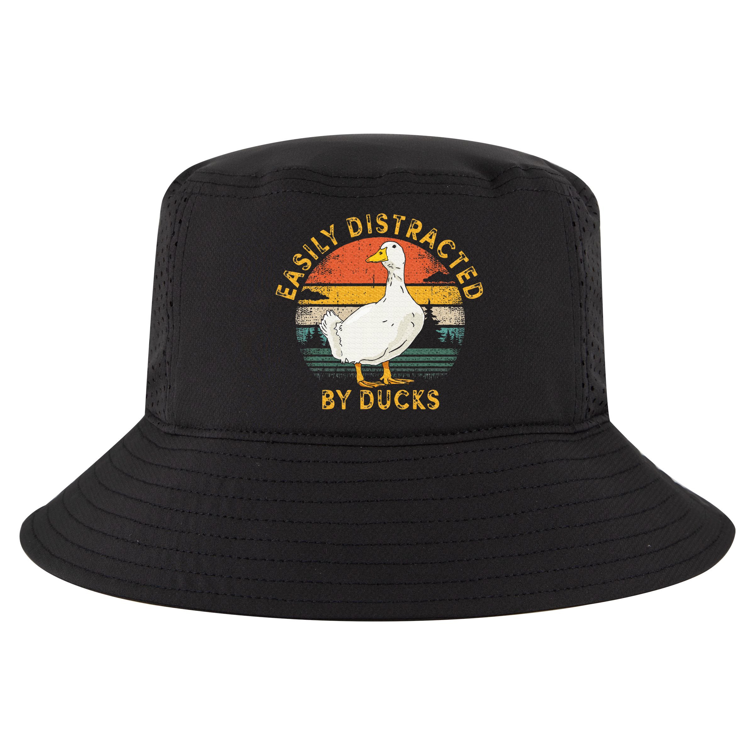 Duck Retro Vintage Easily Distracted By Ducks Cool Comfort Performance Bucket Hat