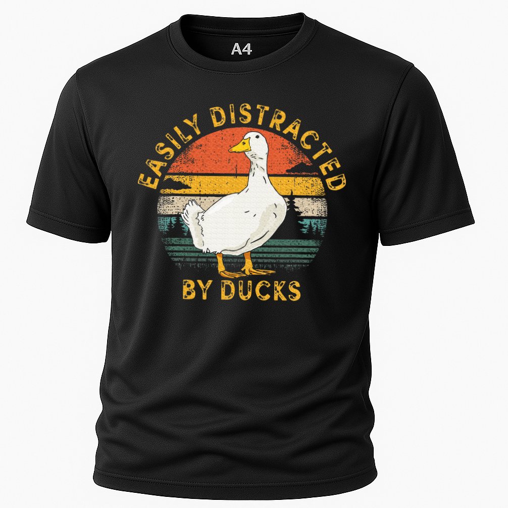 Duck Retro Vintage Easily Distracted By Ducks Cooling Performance Crew T-Shirt