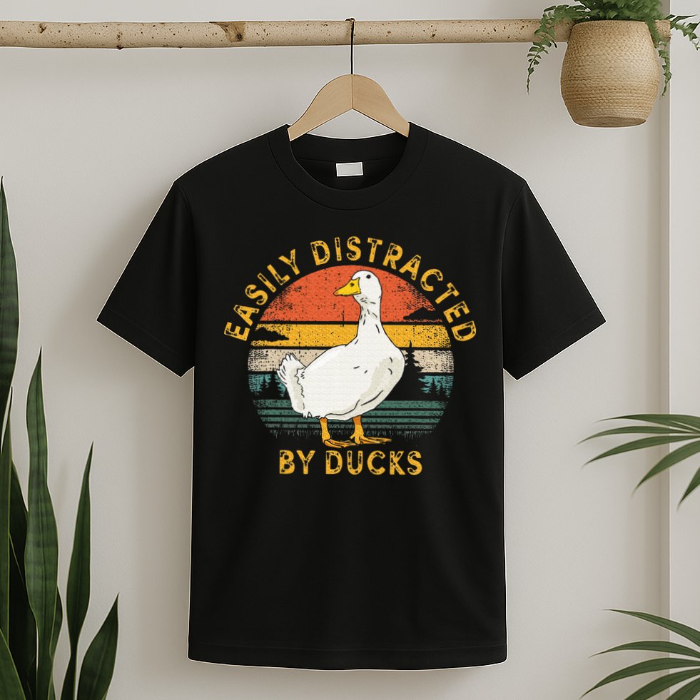 Duck Retro Vintage Easily Distracted By Ducks T-Shirt