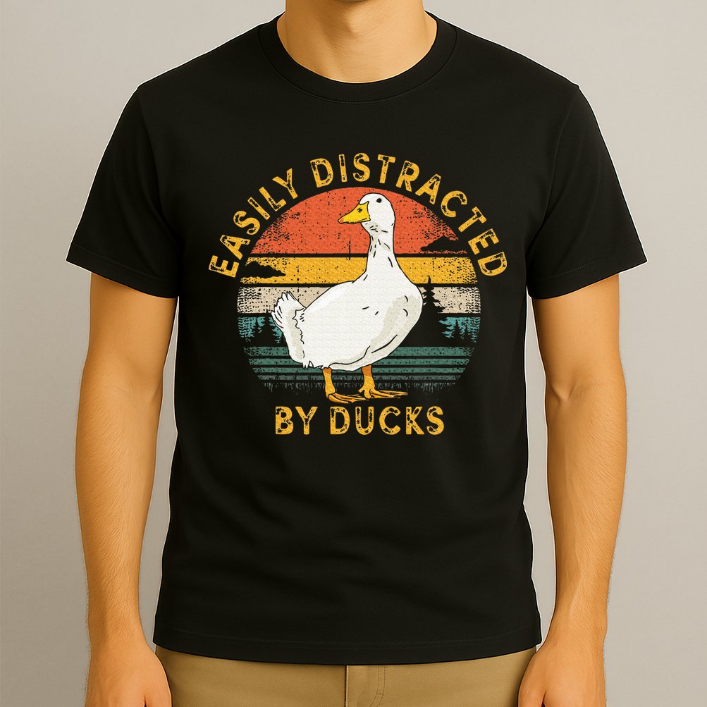 Duck Retro Vintage Easily Distracted By Ducks T-Shirt