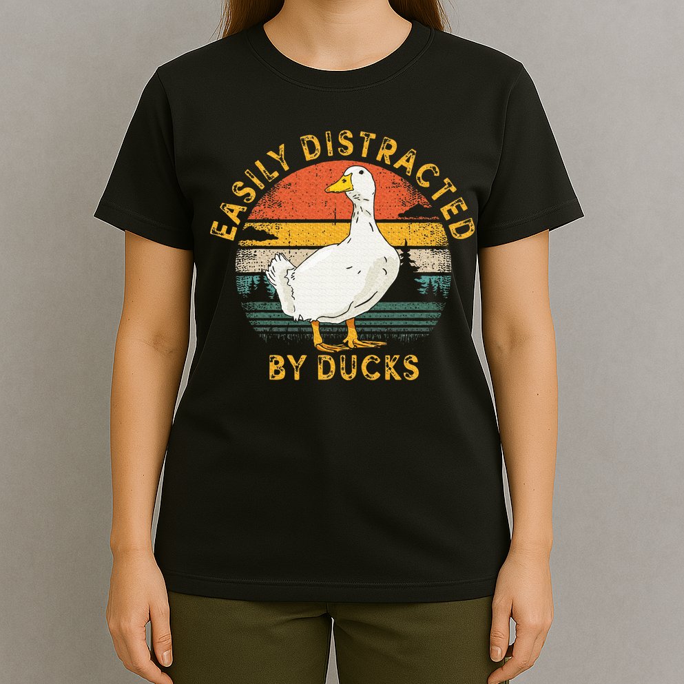 Duck Retro Vintage Easily Distracted By Ducks T-Shirt