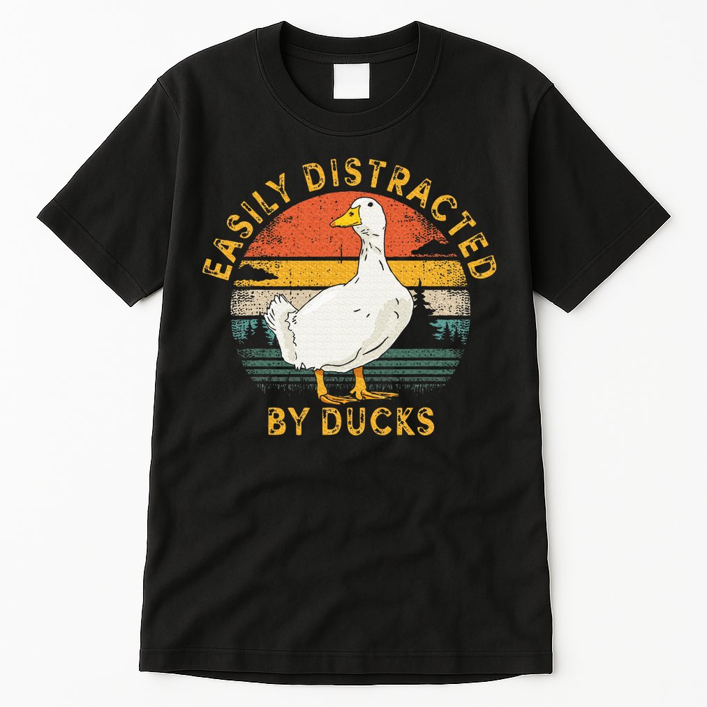 Duck Retro Vintage Easily Distracted By Ducks Tall T-Shirt