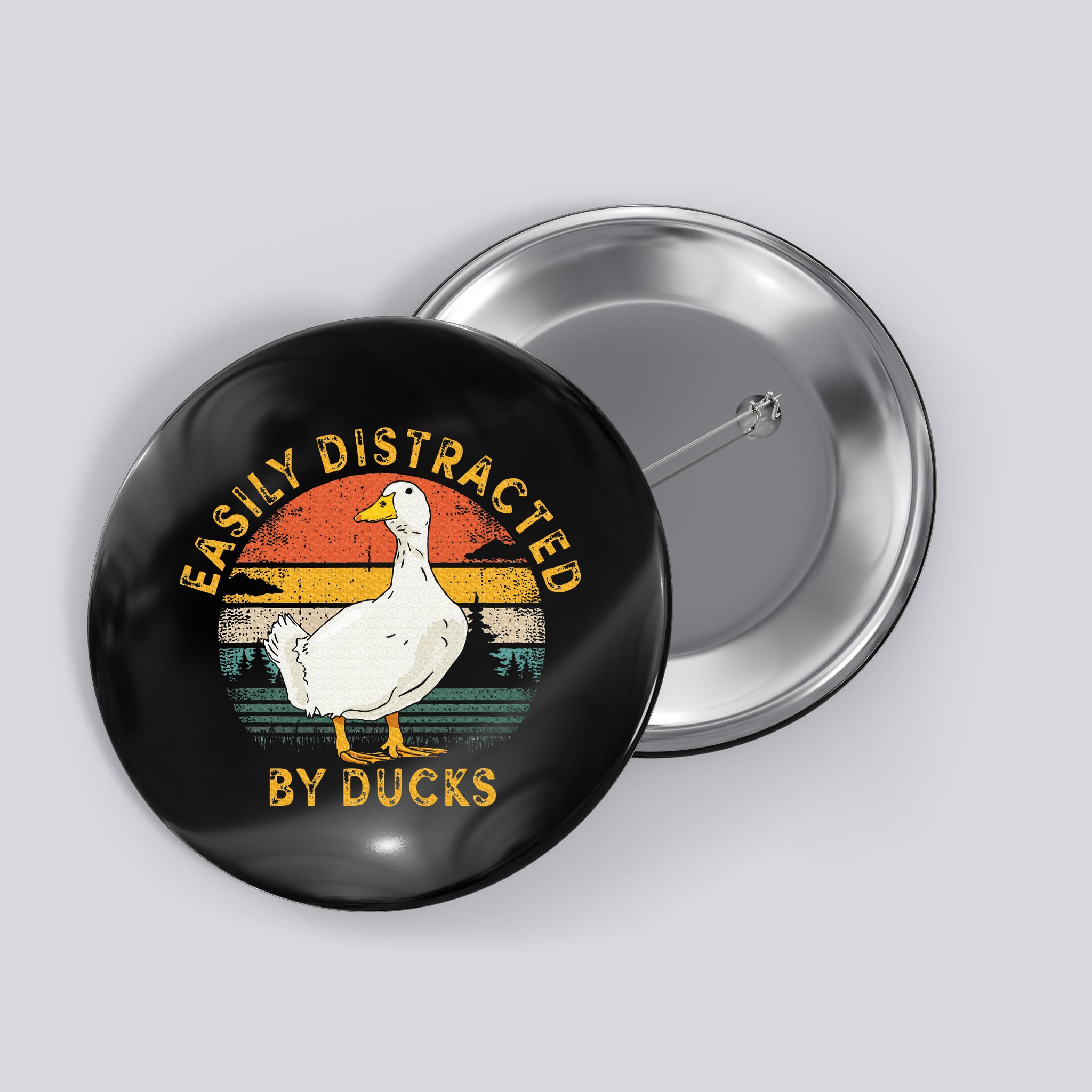 Duck Retro Vintage Easily Distracted By Ducks Button