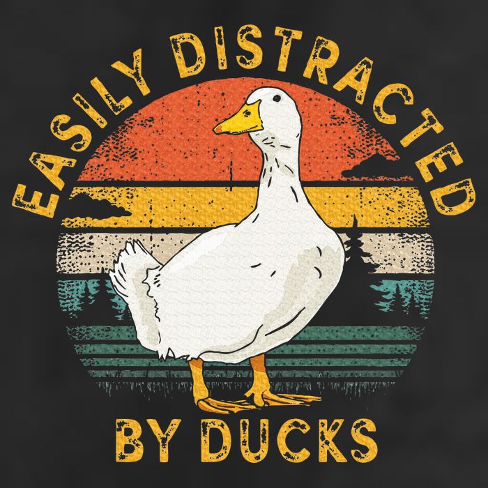 Duck Retro Vintage Easily Distracted By Ducks Beanie