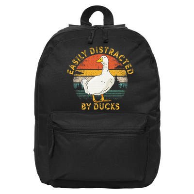 Duck Retro Vintage Easily Distracted By Ducks 16 in Basic Backpack