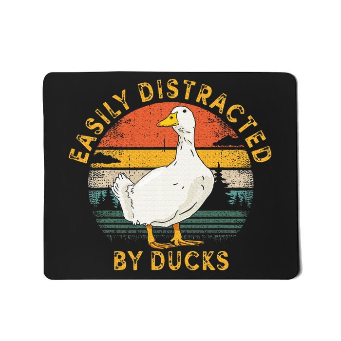 Duck Retro Vintage Easily Distracted By Ducks Mousepad