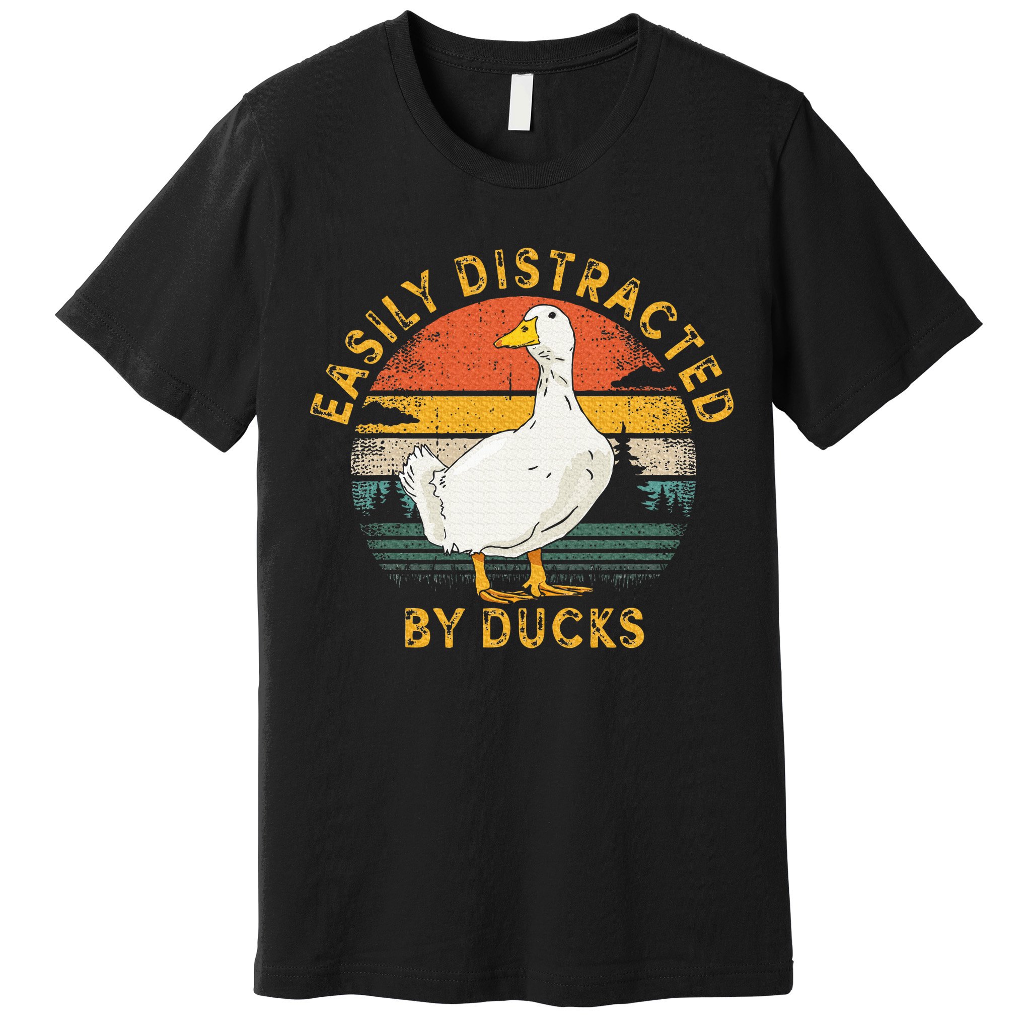 Duck Retro Vintage Easily Distracted By Ducks Premium T-Shirt