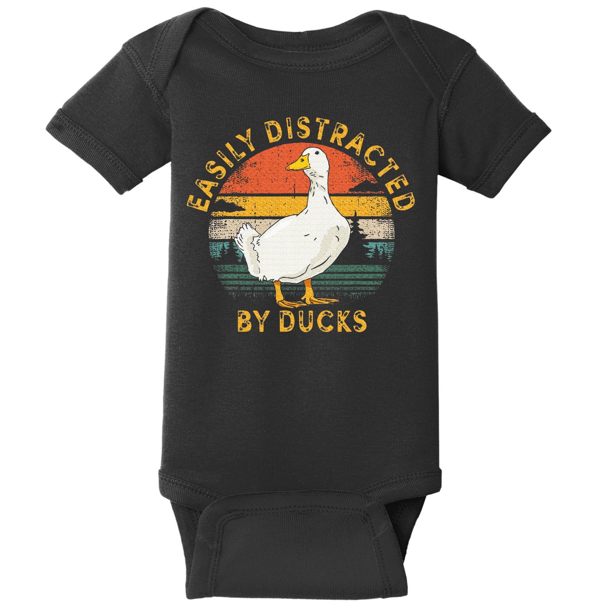 Duck Retro Vintage Easily Distracted By Ducks Baby Bodysuit