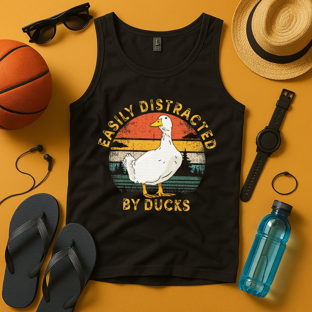 Duck Retro Vintage Easily Distracted By Ducks Tank Top