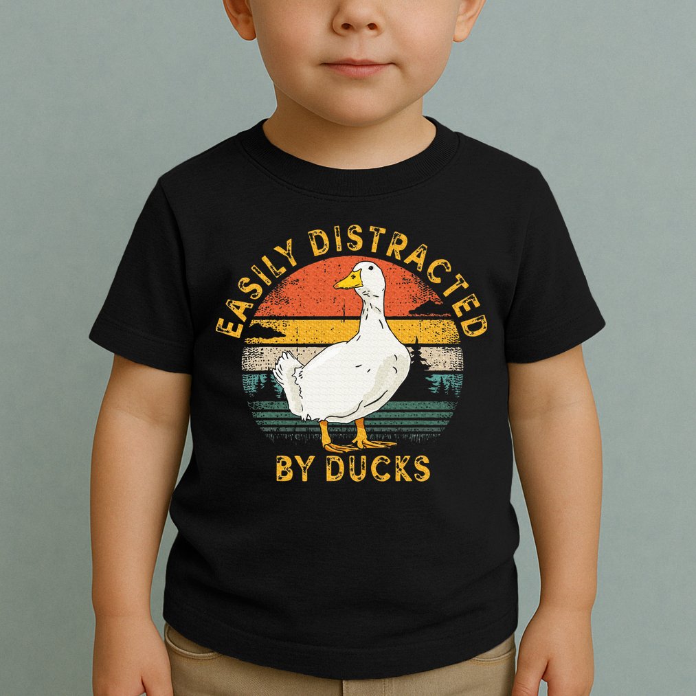 Duck Retro Vintage Easily Distracted By Ducks Toddler T-Shirt