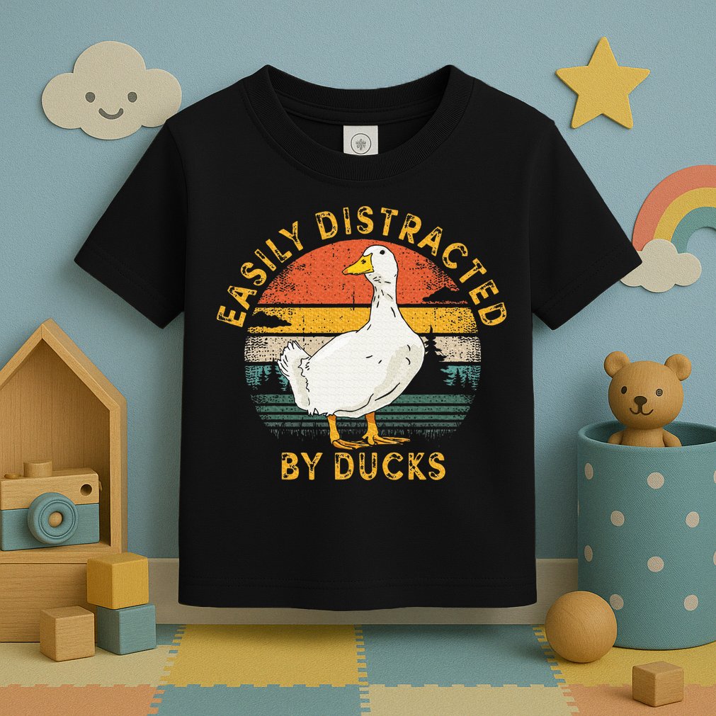 Duck Retro Vintage Easily Distracted By Ducks Toddler T-Shirt