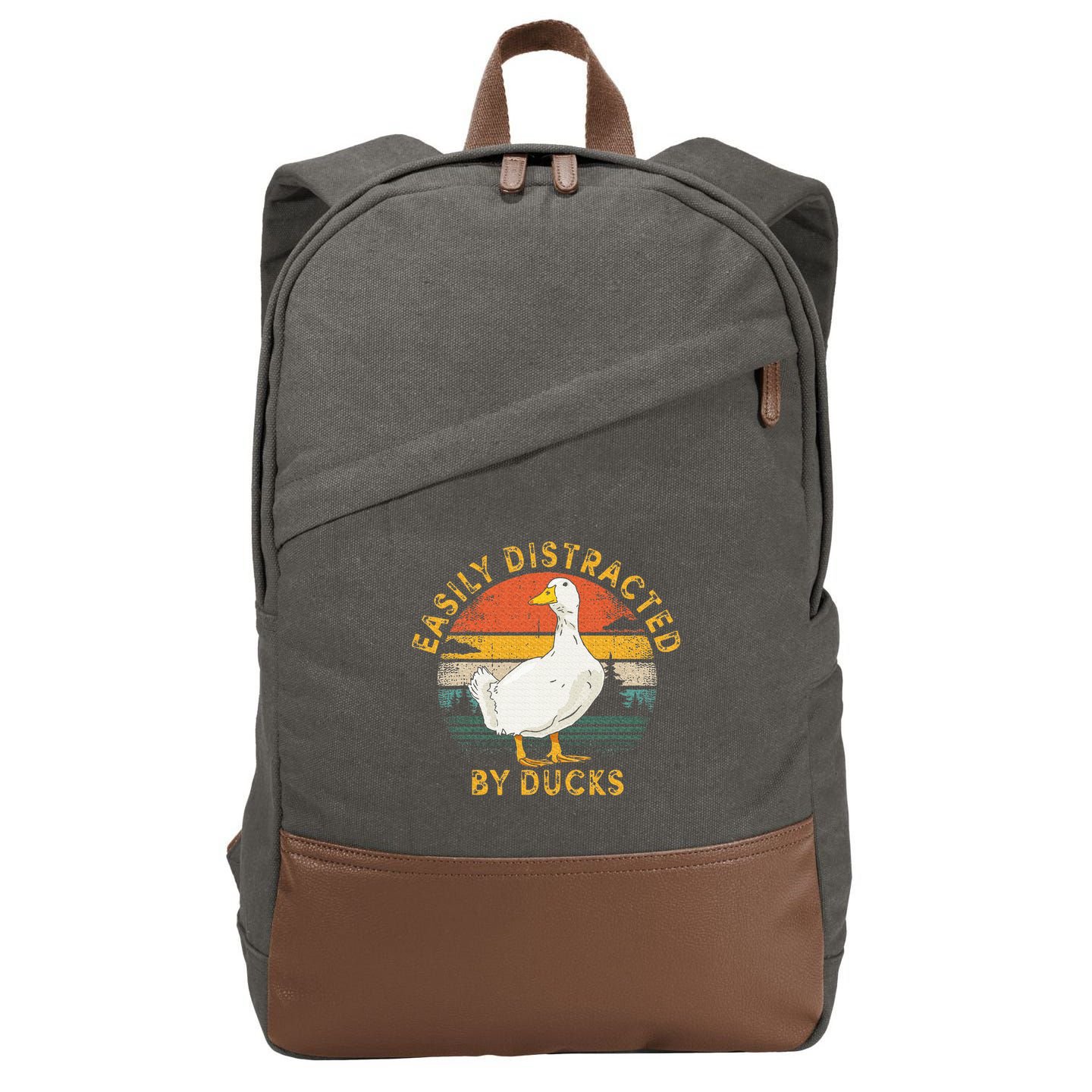 Duck Retro Vintage Easily Distracted By Ducks Cotton Canvas Backpack