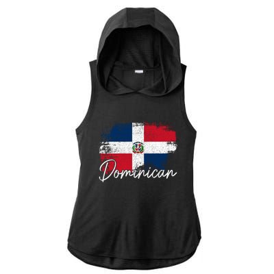 Dominican Republic Vintage Flag Dominican Pride Roots Gift Ladies PosiCharge Tri-Blend Wicking Draft Hoodie Tank