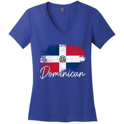 Dominican Republic Vintage Flag Dominican Pride Roots Gift Women's V-Neck T-Shirt