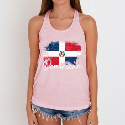 Dominican Republic Vintage Flag Dominican Pride Roots Gift Women's Knotted Racerback Tank