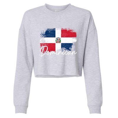 Dominican Republic Vintage Flag Dominican Pride Roots Gift Cropped Pullover Crew