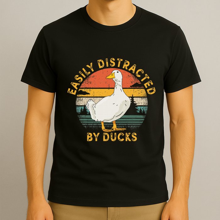 Duck Retro Vintage Easily Distracted By Ducks T-Shirt