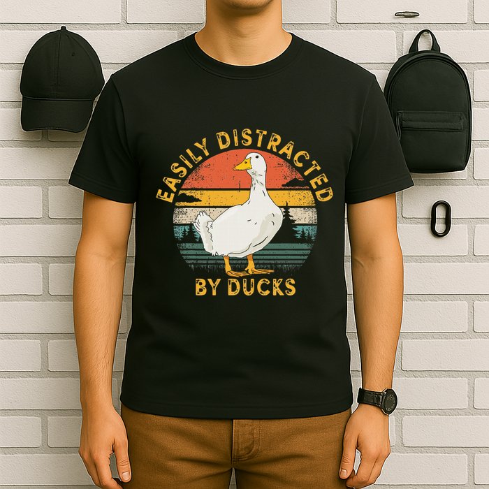 Duck Retro Vintage Easily Distracted By Ducks T-Shirt