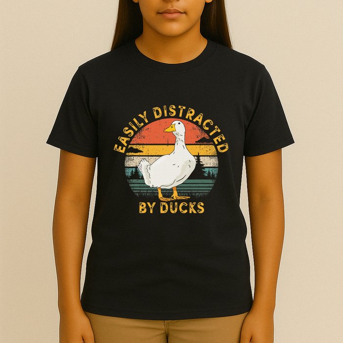 Duck Retro Vintage Easily Distracted By Ducks T-Shirt
