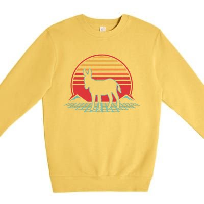 Donkey Retro Vintage 80s Style Animal Lover Gift Premium Crewneck Sweatshirt