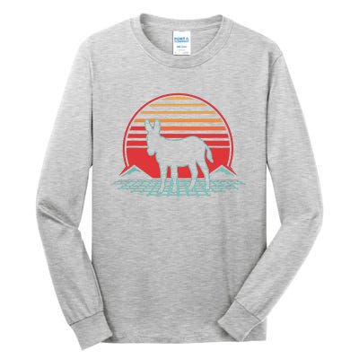 Donkey Retro Vintage 80s Style Animal Lover Gift Tall Long Sleeve T-Shirt