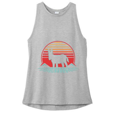 Donkey Retro Vintage 80s Style Animal Lover Gift Ladies PosiCharge Tri-Blend Wicking Tank