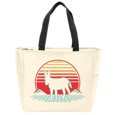 Donkey Retro Vintage 80s Style Animal Lover Gift Zip Tote Bag
