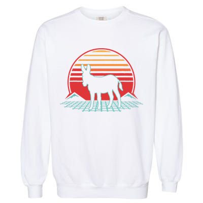 Donkey Retro Vintage 80s Style Animal Lover Gift Garment-Dyed Sweatshirt