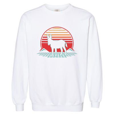 Donkey Retro Vintage 80s Style Animal Lover Gift Garment-Dyed Sweatshirt