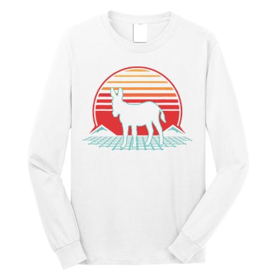Donkey Retro Vintage 80s Style Animal Lover Gift Long Sleeve Shirt