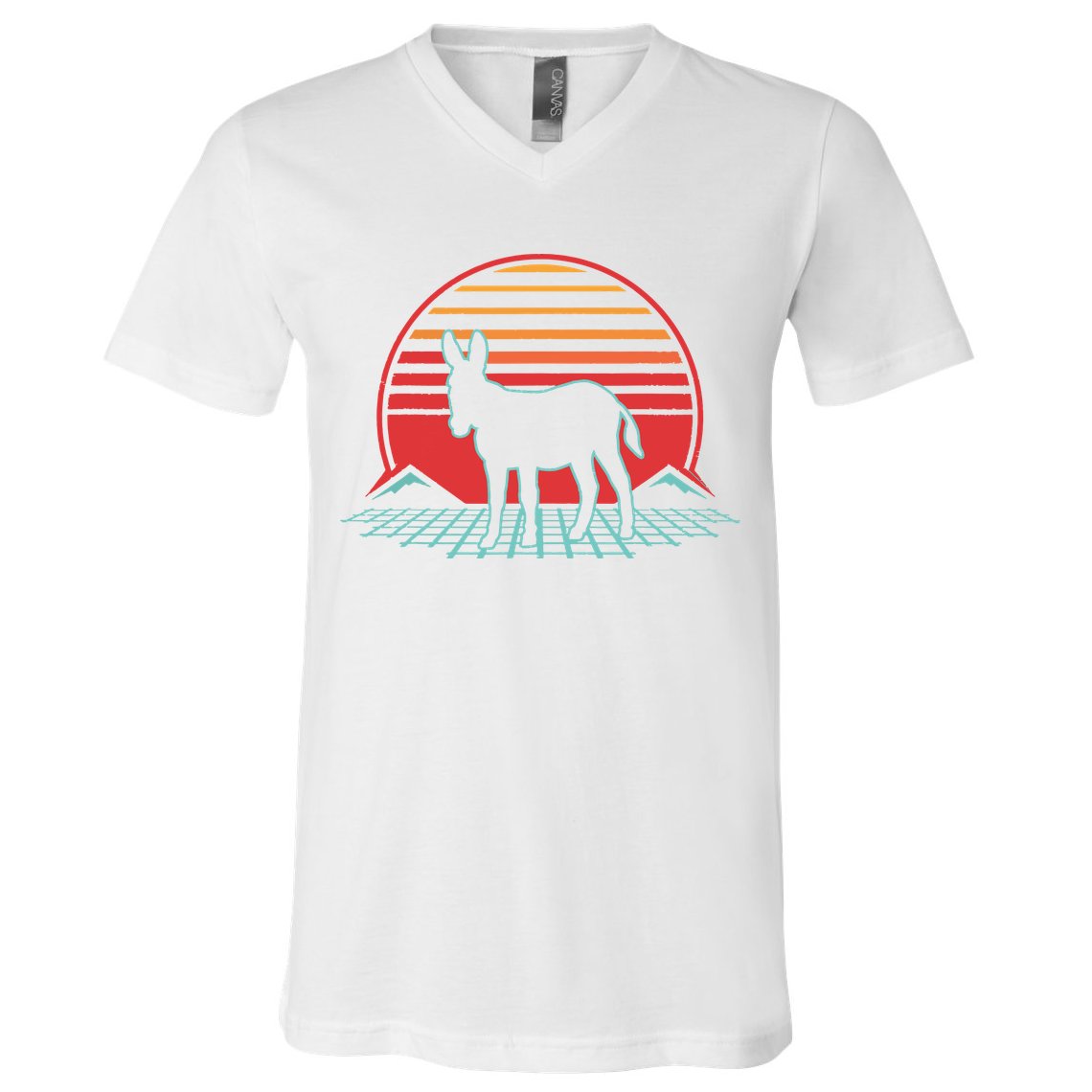 Donkey Retro Vintage 80s Style Animal Lover Gift V-Neck T-Shirt