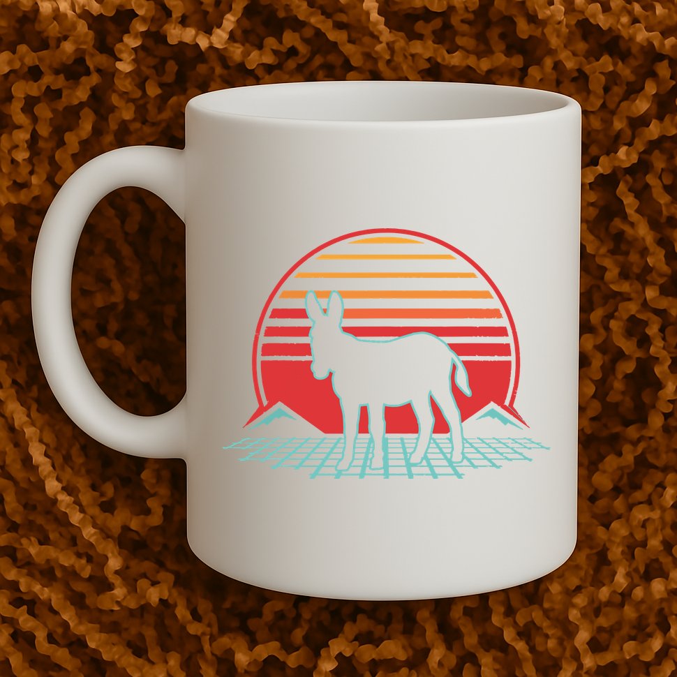Donkey Retro Vintage 80s Style Animal Lover Gift Mug