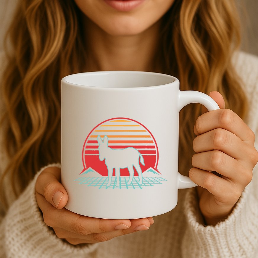Donkey Retro Vintage 80s Style Animal Lover Gift Mug