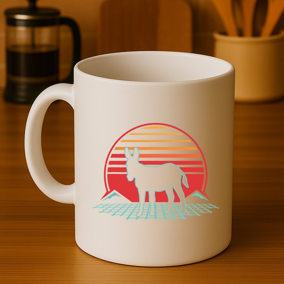 Donkey Retro Vintage 80s Style Animal Lover Gift Mug
