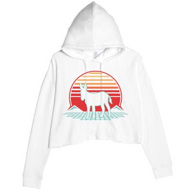 Donkey Retro Vintage 80s Style Animal Lover Gift Crop Fleece Hoodie