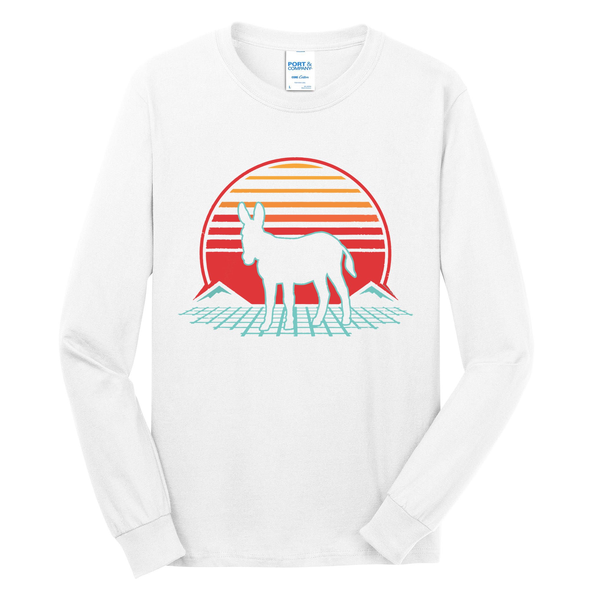 Donkey Retro Vintage 80s Style Animal Lover Gift Tall Long Sleeve T-Shirt
