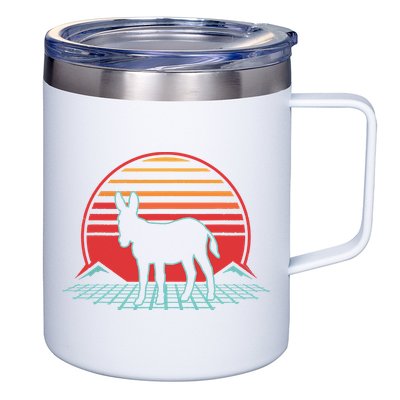 Donkey Retro Vintage 80s Style Animal Lover Gift 12oz Stainless Steel Coffee Mug