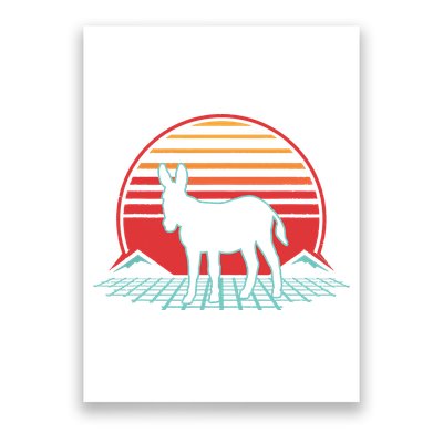Donkey Retro Vintage 80s Style Animal Lover Gift Poster