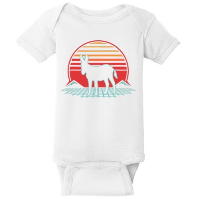 Donkey Retro Vintage 80s Style Animal Lover Gift Baby Bodysuit
