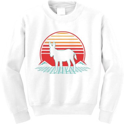 Donkey Retro Vintage 80s Style Animal Lover Gift Kids Sweatshirt