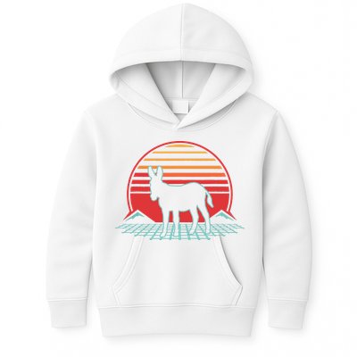 Donkey Retro Vintage 80s Style Animal Lover Gift Kids Hoodie