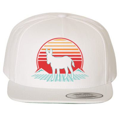 Donkey Retro Vintage 80s Style Animal Lover Gift Wool Snapback Cap