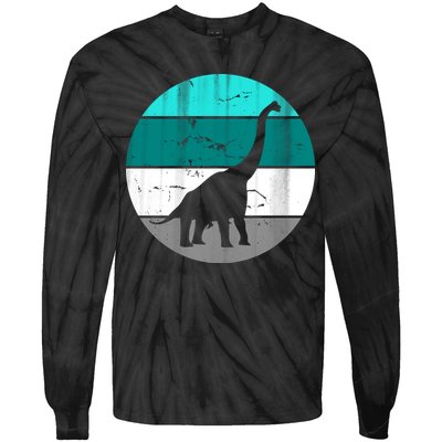 Dino Retro Vintage Brachiosaurus Tie-Dye Long Sleeve Shirt