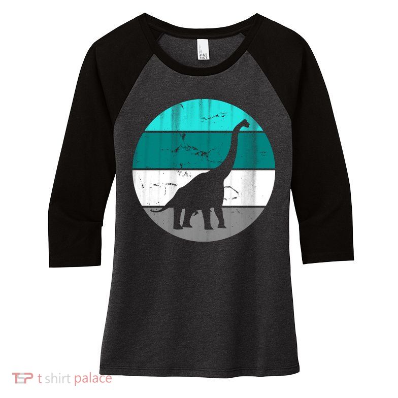 Dino Retro Vintage Brachiosaurus Women's Tri-Blend 3/4-Sleeve Raglan Shirt