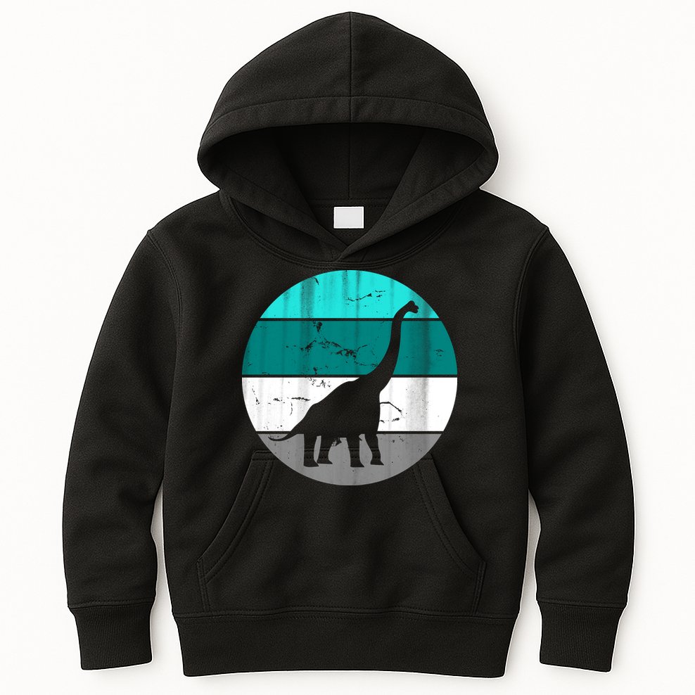 Dino Retro Vintage Brachiosaurus Kids Hoodie