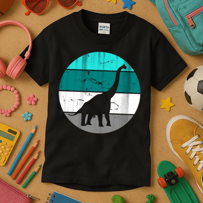 Dino Retro Vintage Brachiosaurus Kids T-Shirt